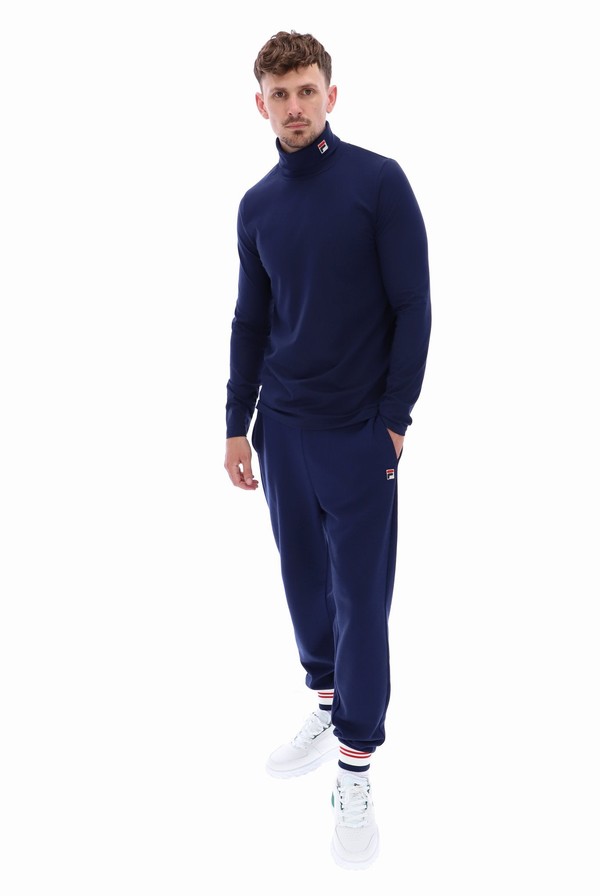 Navy Fila 19th Classic Roll Neck Men Sweatshirts | 3056WMSXP