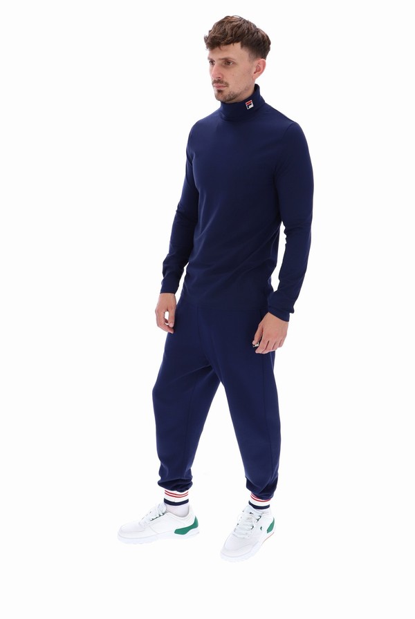 Navy Fila 19th Classic Roll Neck Men Sweatshirts | 3056WMSXP