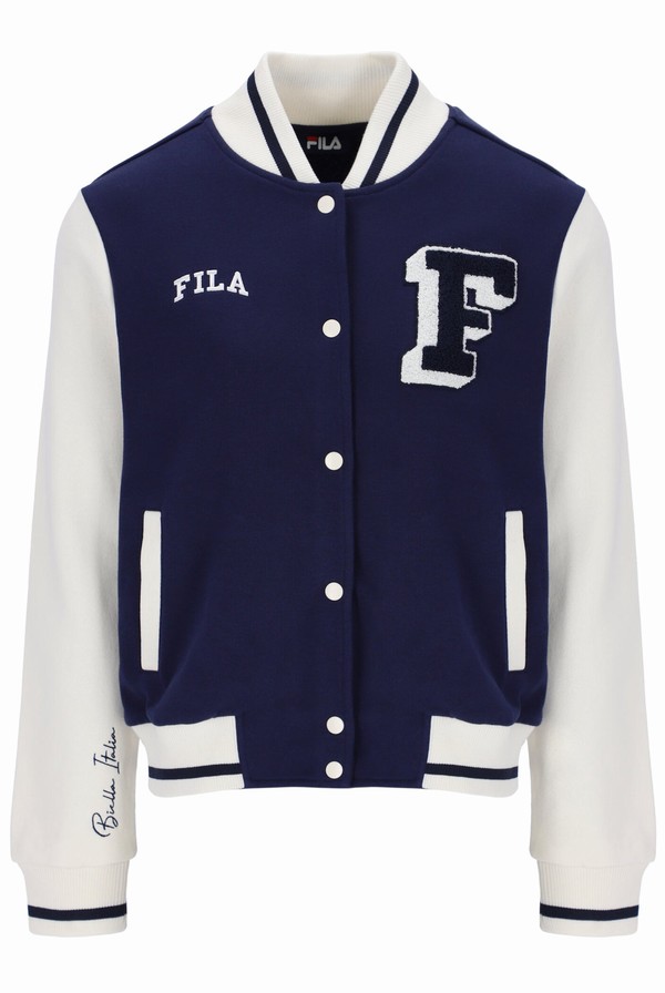 Navy Fila Batesville Fleece Varsity Women Jackets | 4891XQFGM