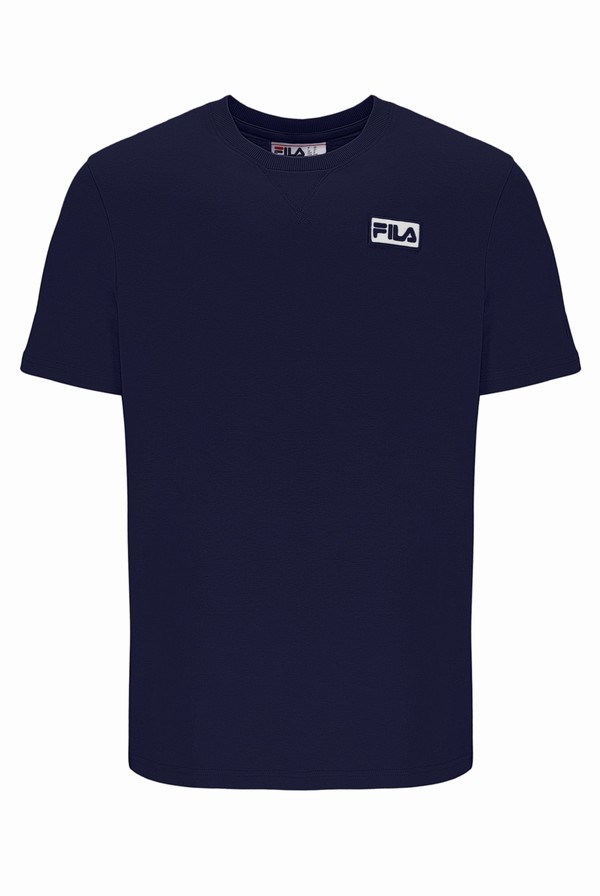 Navy Fila Benjiman Sleeve Men T-shirts | 0371VTEWB