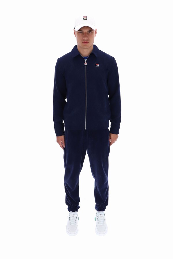 Navy Fila Carter Zip Through Coach Men Jackets | 8613EXWBY