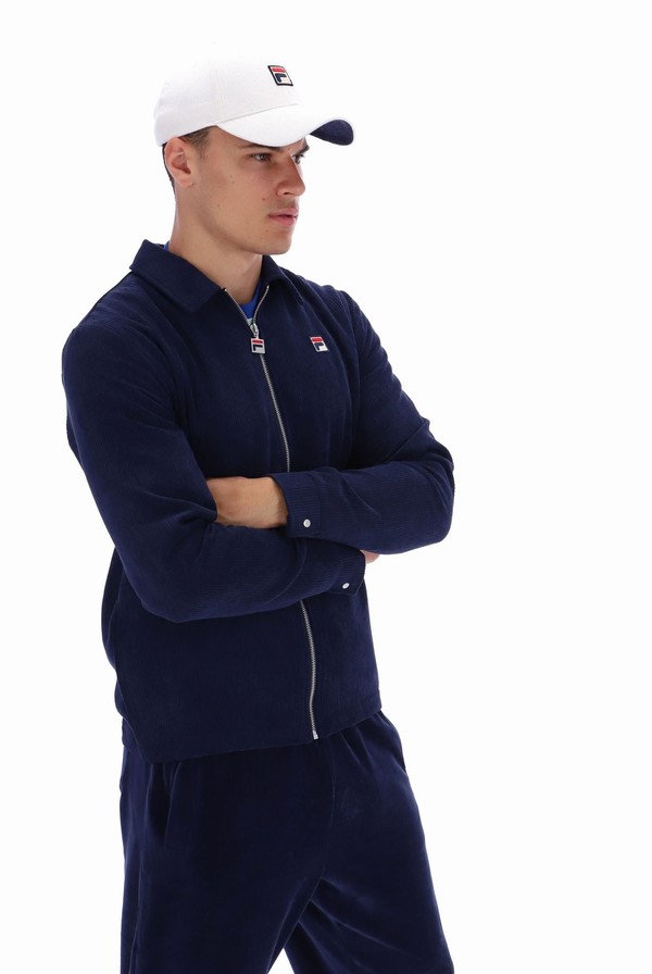 Navy Fila Carter Zip Through Coach Men Jackets | 8613EXWBY