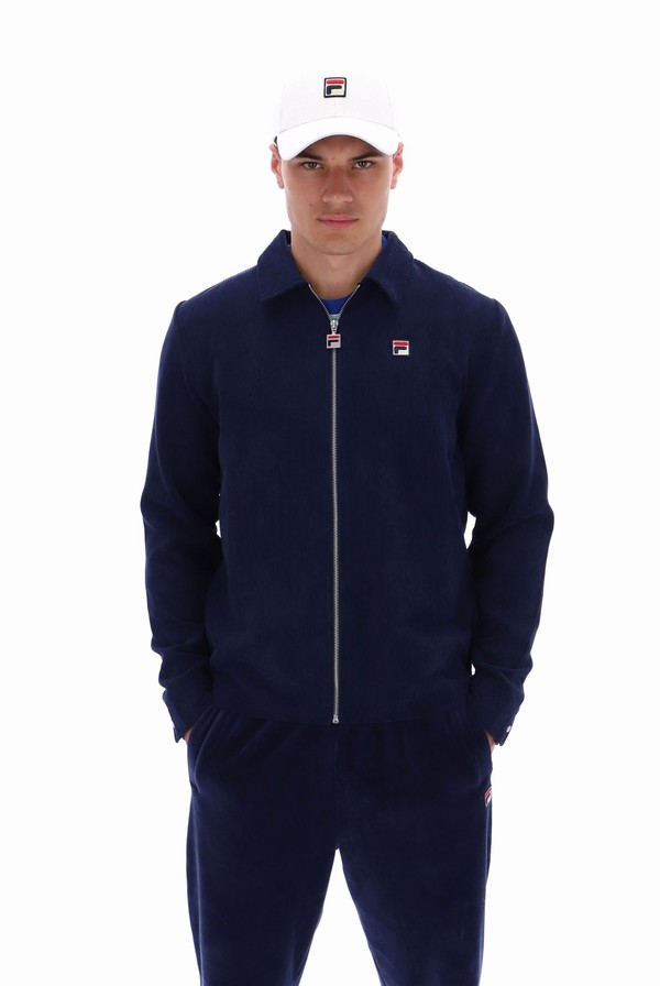 Navy Fila Carter Zip Through Coach Men Jackets | 8613EXWBY