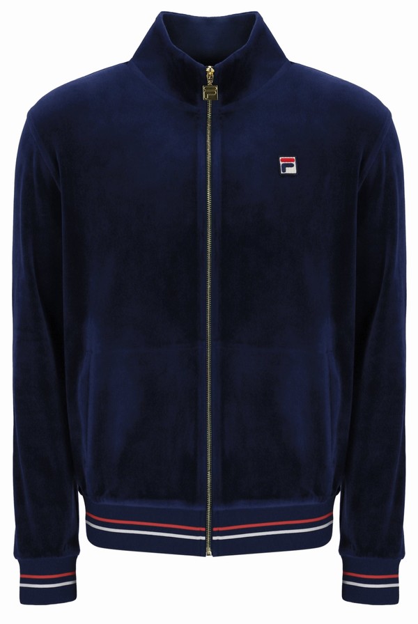 Navy Fila Falken Velour With Gold Details Men Track Top | 6147PGHOC