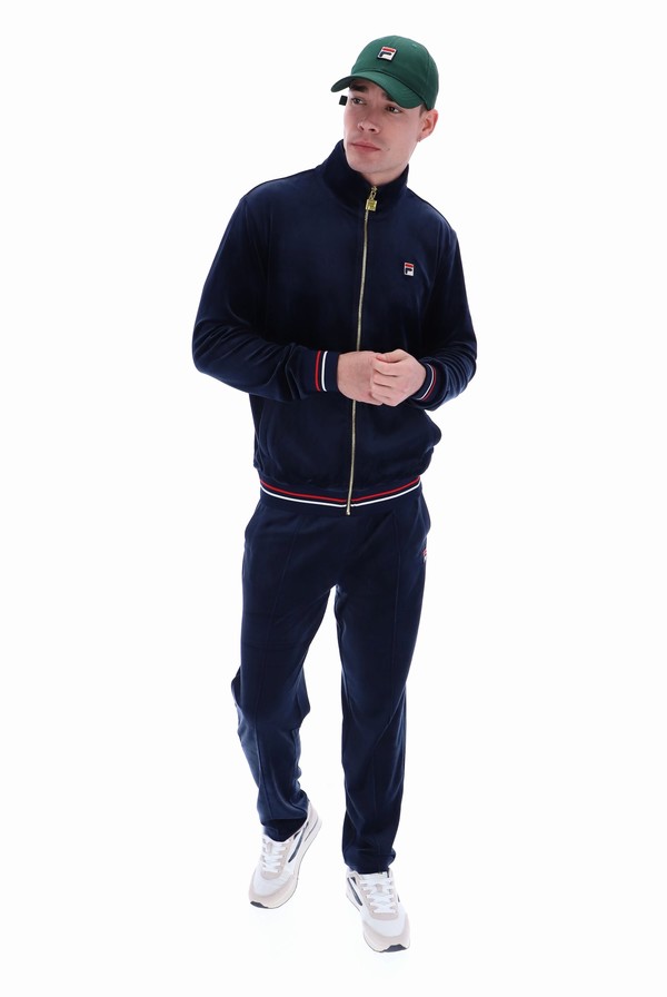 Navy Fila Falken Velour With Gold Details Men Track Top | 6147PGHOC