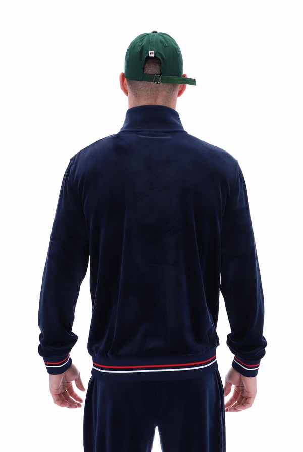 Navy Fila Falken Velour With Gold Details Men Track Top | 6147PGHOC