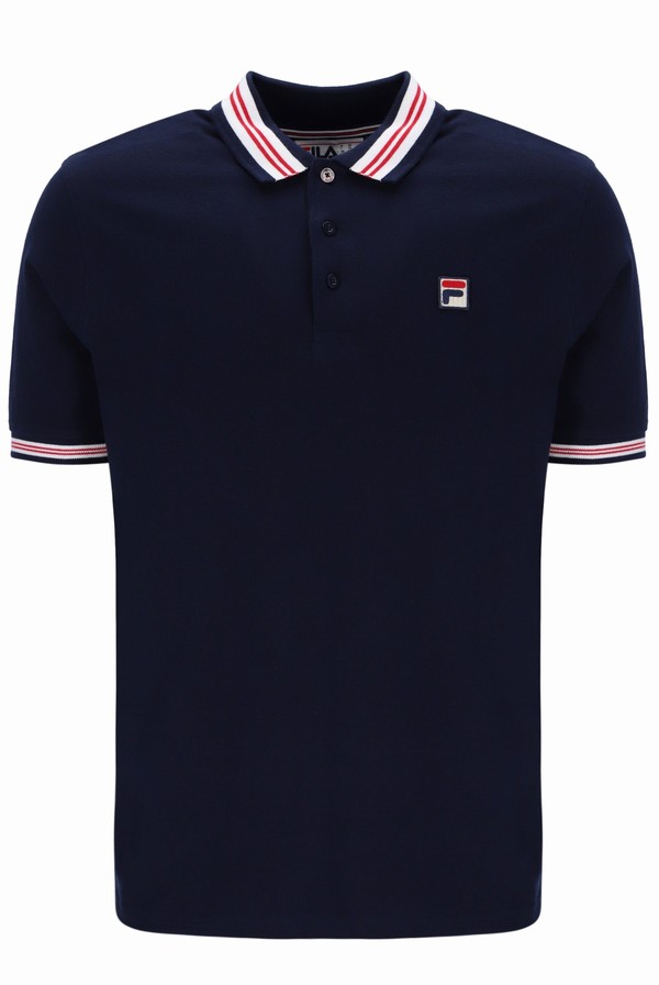 Navy Fila Faraz Tipped Rib Men Polo Shirts | 7640UVFTM