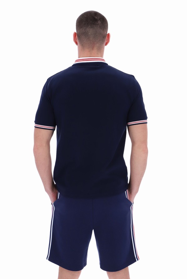 Navy Fila Faraz Tipped Rib Men Polo Shirts | 7640UVFTM