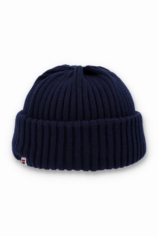 Navy Fila Finns Chunky Fishermans Men Beanie | 8492AVEFX