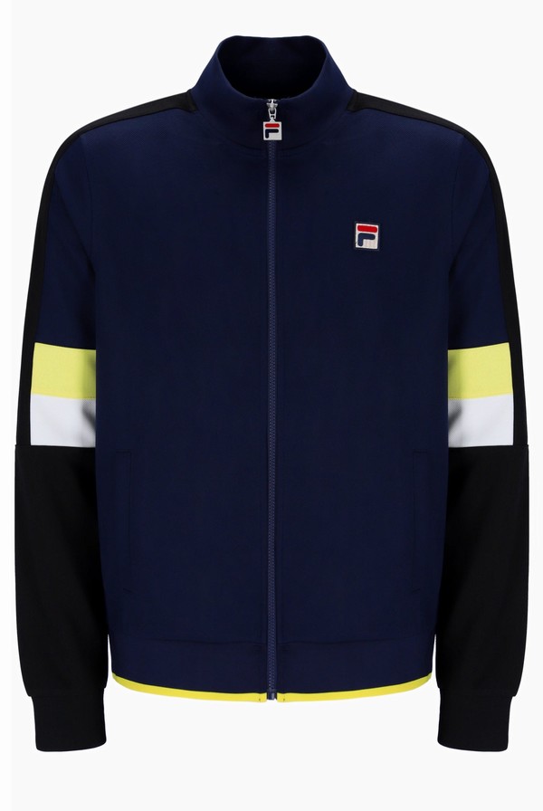 Navy Fila Fischer Colour Blocked Men Track Top | 7165ZCPXY