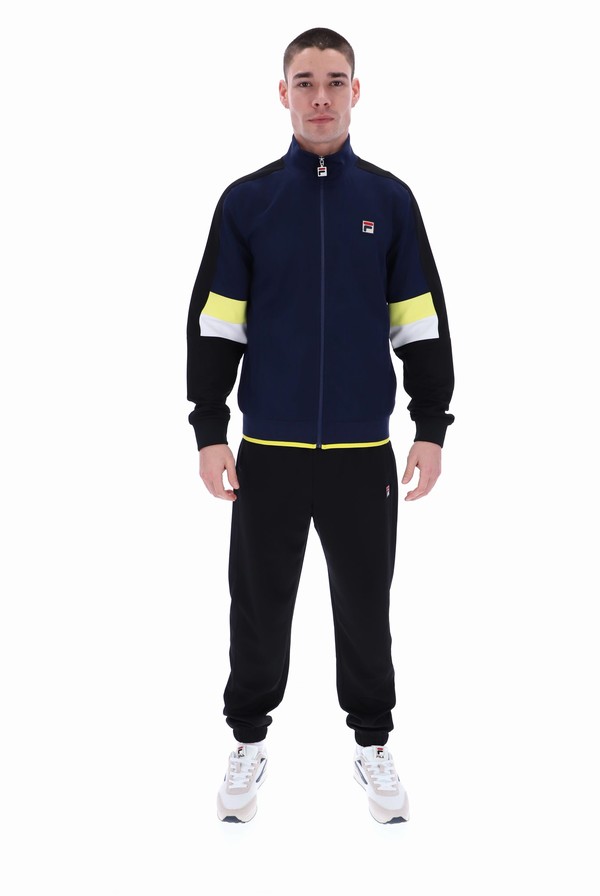 Navy Fila Fischer Colour Blocked Men Track Top | 7165ZCPXY