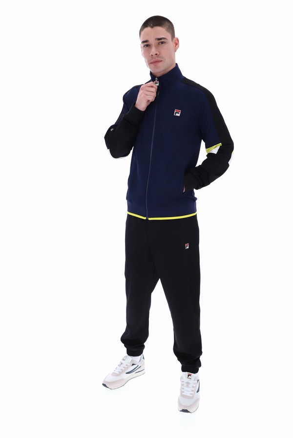 Navy Fila Fischer Colour Blocked Men Track Top | 7165ZCPXY