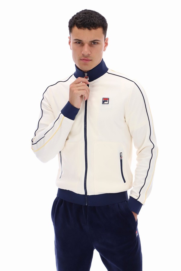 Navy Fila Fitzgerald Striped Men Track Top | 5629HRLYM