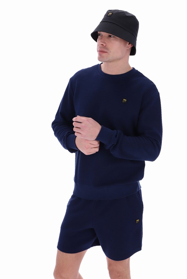 Navy Fila Ghio Pleated Men Tracksuits | 1302WUEGZ