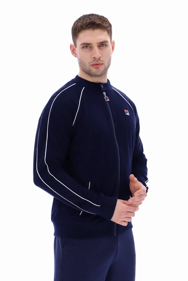 Navy Fila Grasso Towelling Men Jackets | 5907BALXV