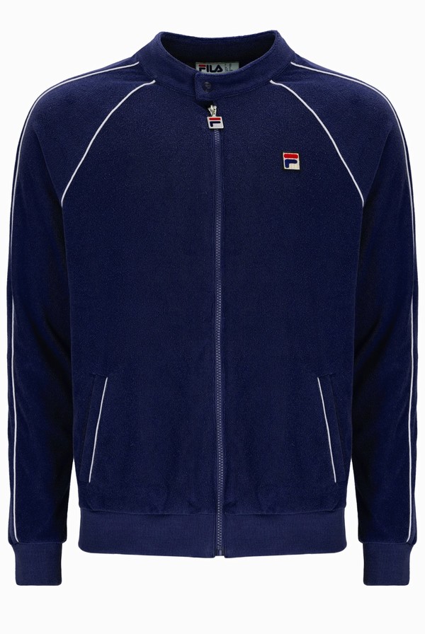 Navy Fila Grasso Towelling Men Track Top | 0971RHQVU