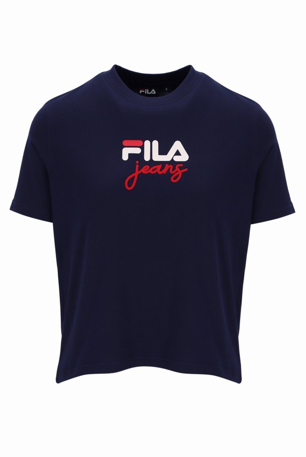 Navy Fila Janis Boxy Women T-shirts | 8523JRDFZ