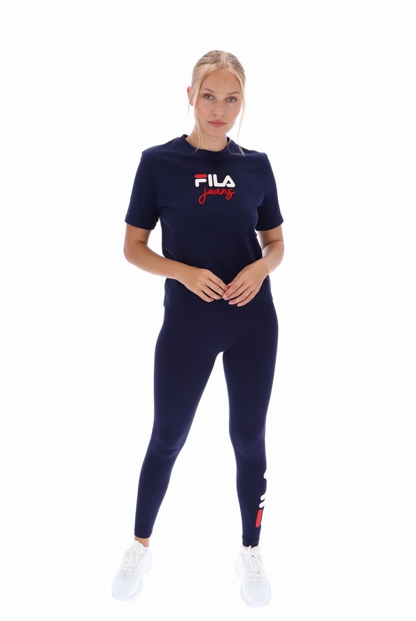 Navy Fila Janis Boxy Women T-shirts | 8523JRDFZ