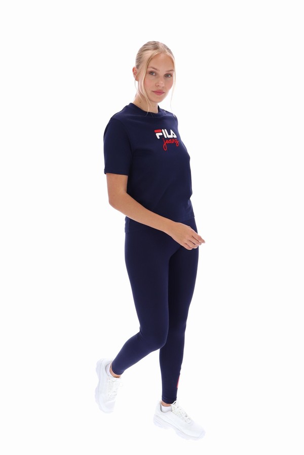 Navy Fila Janis Boxy Women T-shirts | 8523JRDFZ