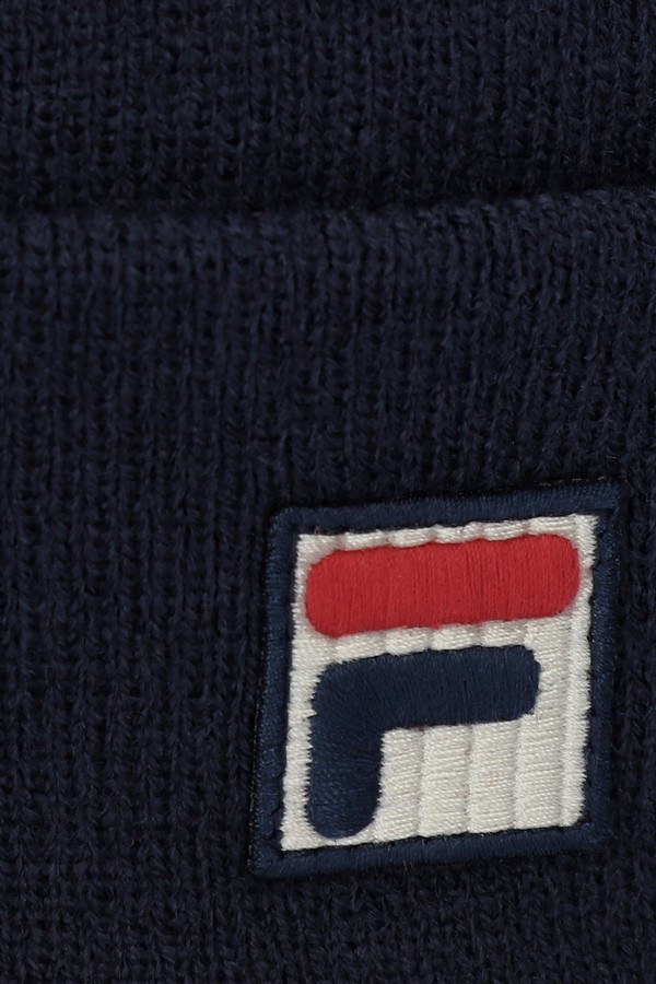 Navy Fila Kudos F-Box Flat Knit Men Beanie | 8319JHZDX