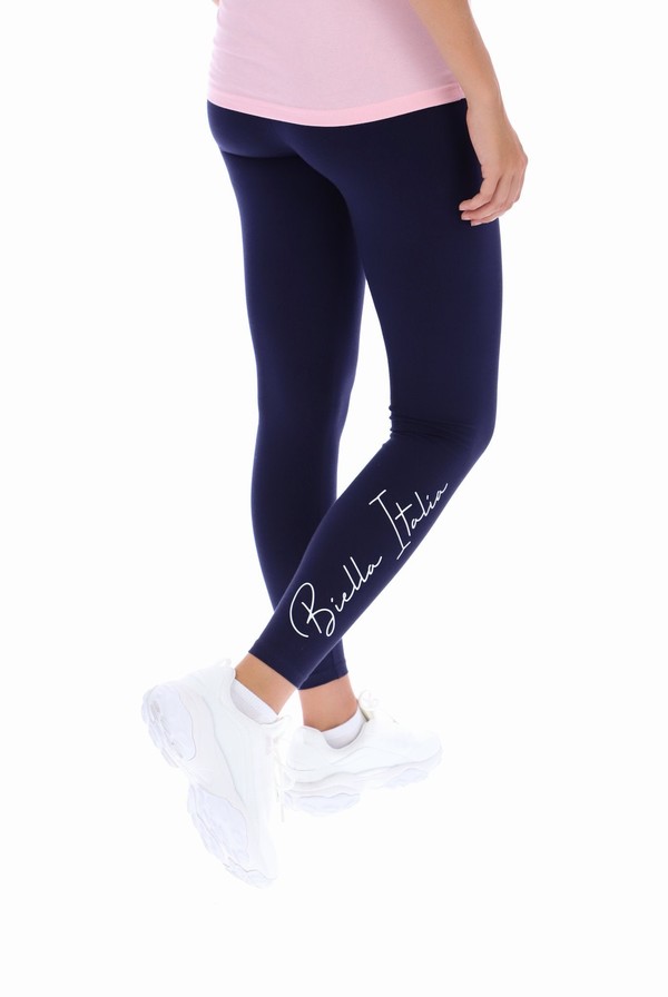 Navy Fila Logo Women Leggings | 1368DHBGM