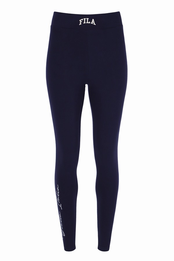 Navy Fila Logo Women Leggings | 1368DHBGM