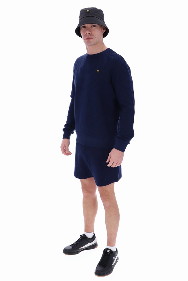 Navy Fila Luca Pleated Men Sweatshirts | 6732YGSID