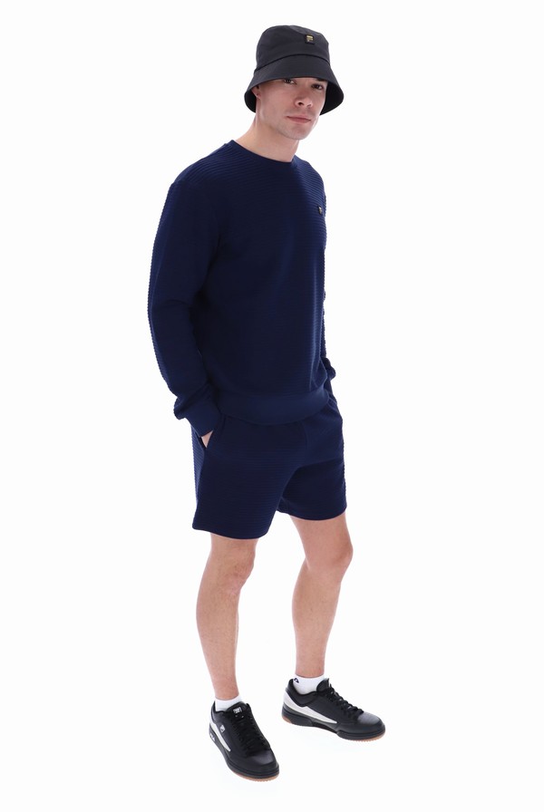 Navy Fila Luca Pleated Men Sweatshirts | 6732YGSID