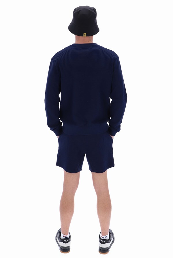 Navy Fila Luca Pleated Men Sweatshirts | 6732YGSID