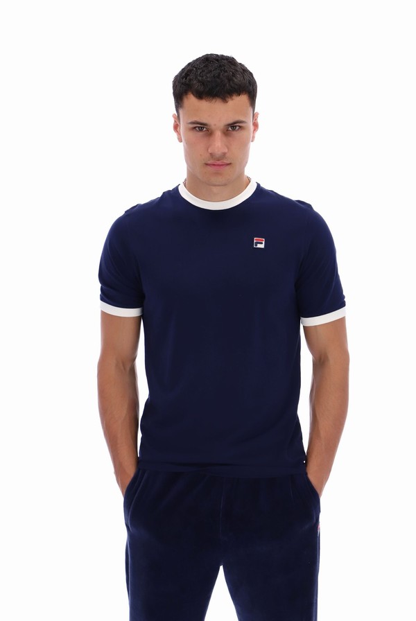 Navy Fila Marconi Essential Ringer Men T-shirts | 4785EZWRQ