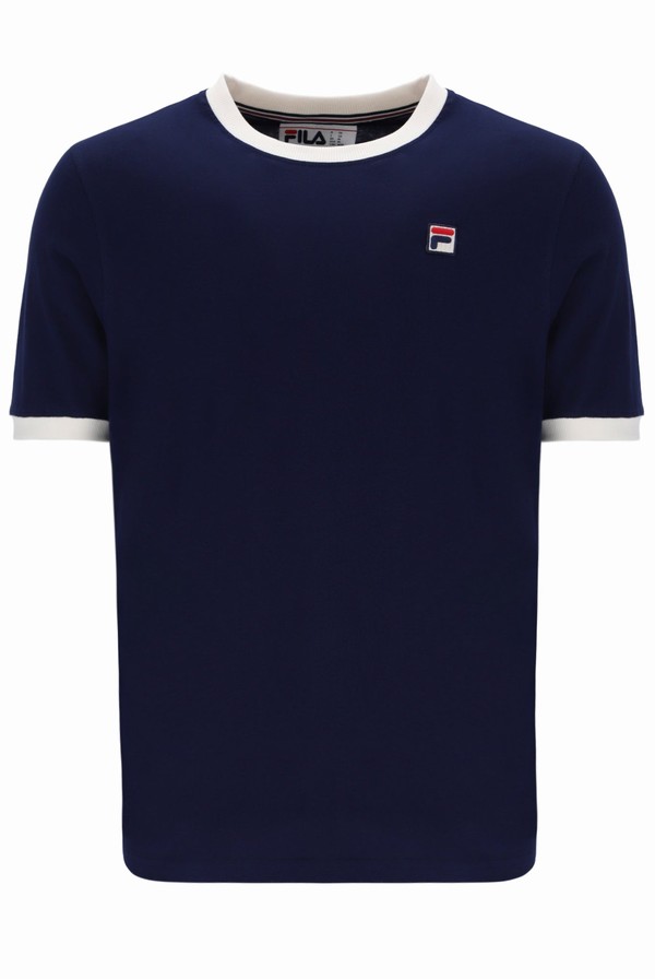 Navy Fila Marconi Essential Ringer Men T-shirts | 4785EZWRQ