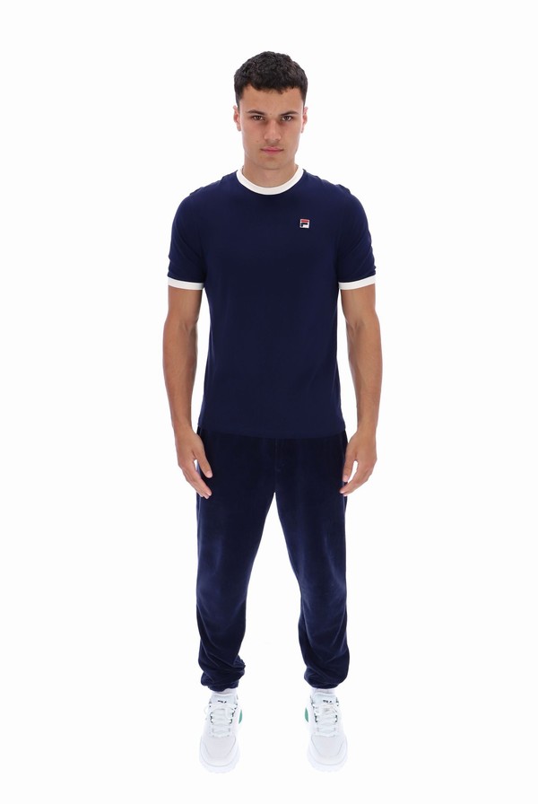 Navy Fila Marconi Essential Ringer Men T-shirts | 4785EZWRQ