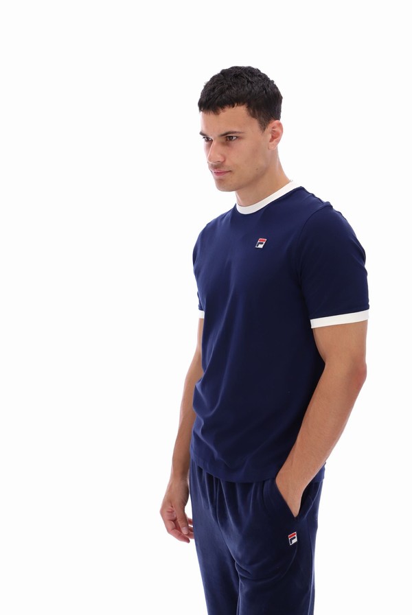 Navy Fila Marconi Essential Ringer Men T-shirts | 4785EZWRQ