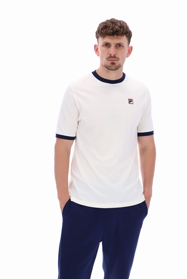 Navy Fila Marconi Essential Ringer Men T-shirts | 4168SQVOI