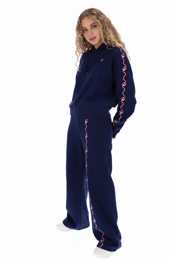 Navy Fila Orsina Embroidered Hoody Women Co-ords | 6584ASDPL