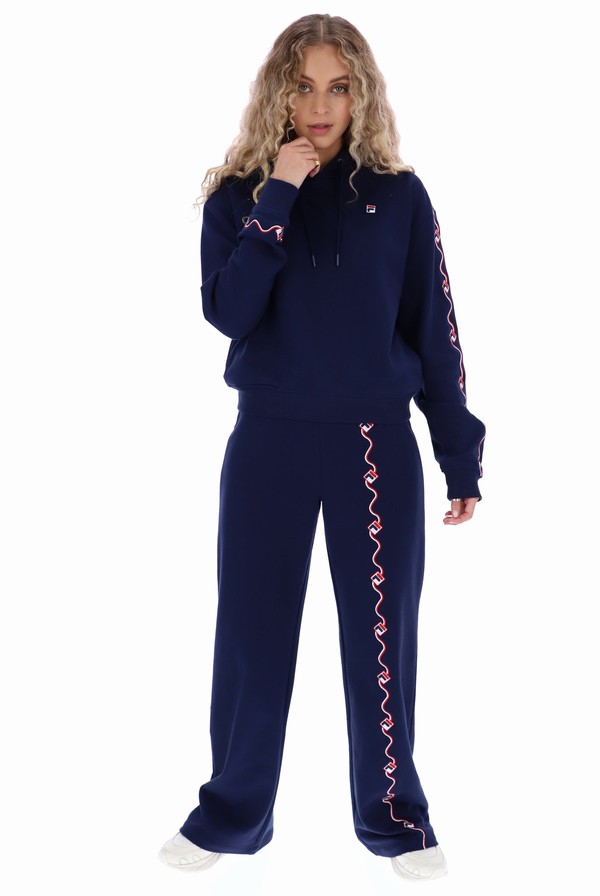 Navy Fila Orsina Embroidered Hoody Women Co-ords | 6584ASDPL