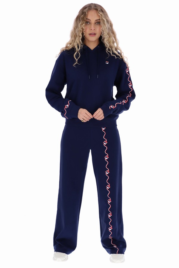 Navy Fila Orsina Embroidered Hoody Women Co-ords | 6584ASDPL