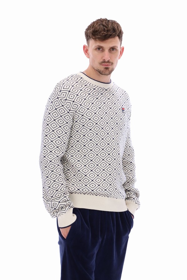 Navy Fila Senna AOP Crew Men Sweatshirts | 0576ESLDF