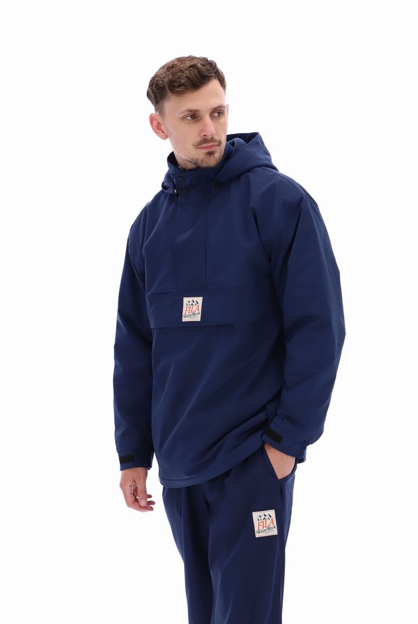 Navy Fila Solomen Heavy Half Zip Men Jackets | 2406JZQON