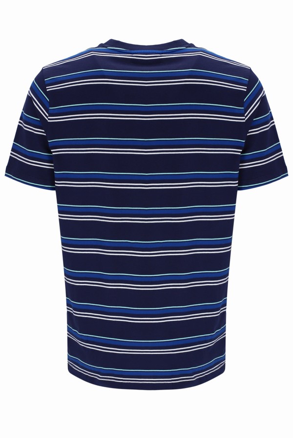 Navy Fila Stan Yarn Dye Striped Men T-shirts | 4519WDONL