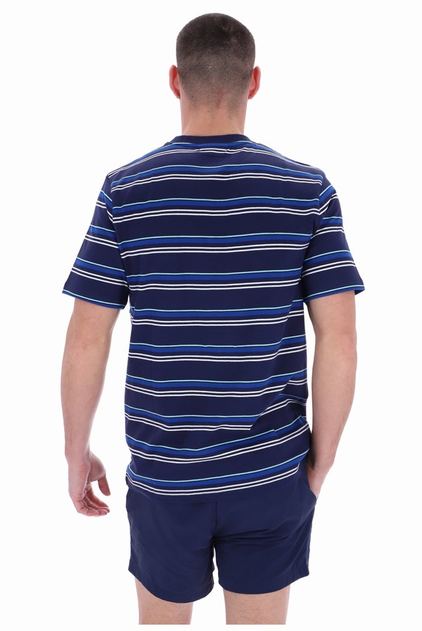 Navy Fila Stan Yarn Dye Striped Men T-shirts | 4519WDONL