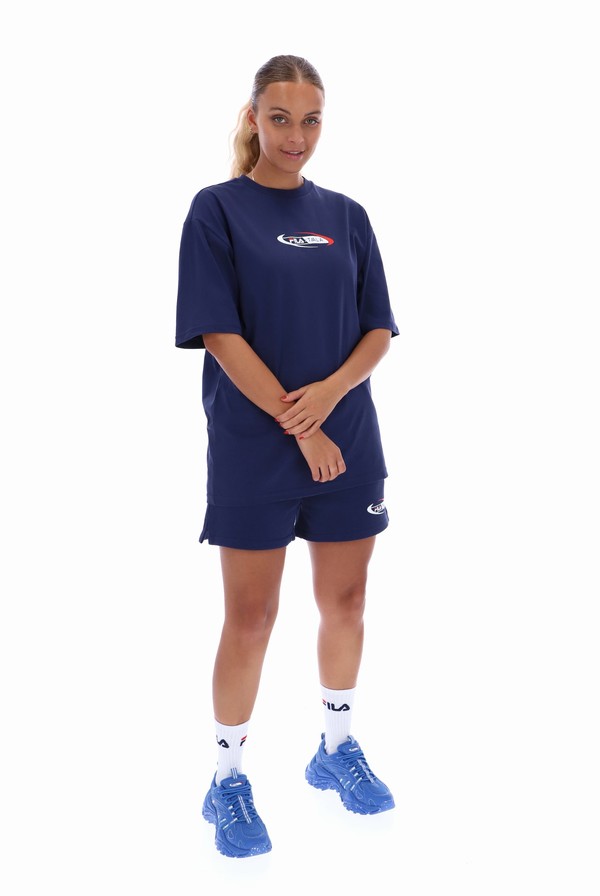 Navy Fila TALA Oversized  Women T-shirts | 4528OTQHP