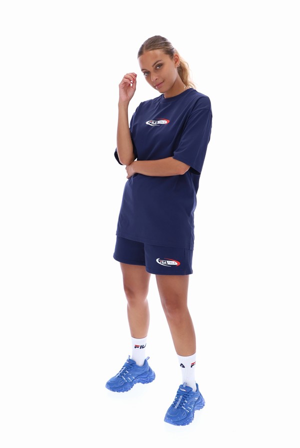 Navy Fila TALA Oversized  Women T-shirts | 4528OTQHP