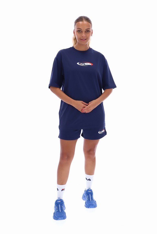 Navy Fila TALA Oversized  Women T-shirts | 4528OTQHP