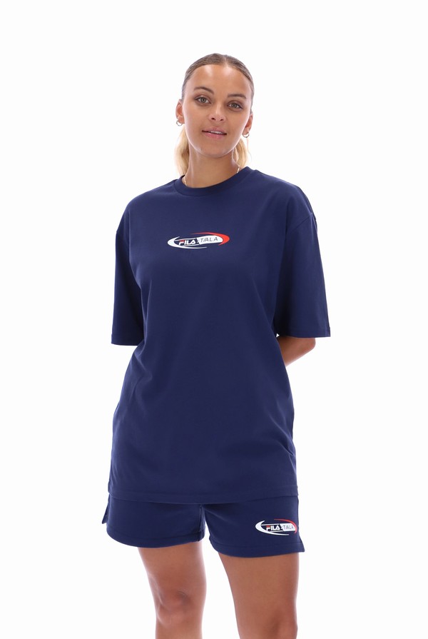 Navy Fila TALA Oversized  Women T-shirts | 4528OTQHP