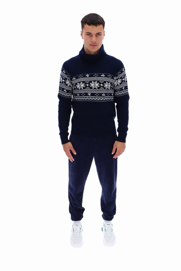 Navy Fila Watson Knitted Rollneck Men Sweatshirts | 4352OIDJC