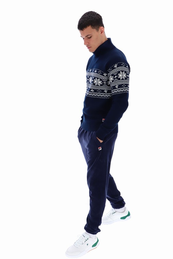 Navy Fila Watson Knitted Rollneck Men Sweatshirts | 4352OIDJC