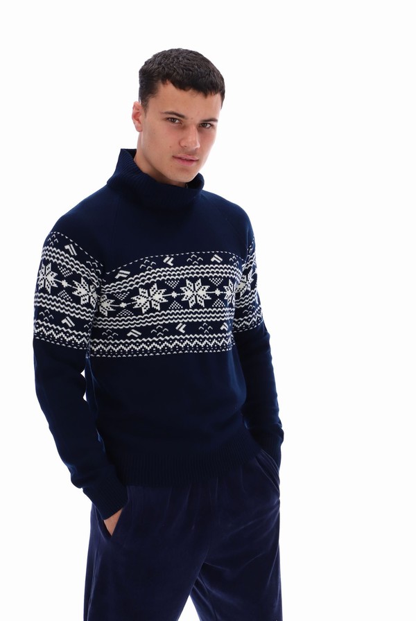 Navy Fila Watson Knitted Rollneck Men Sweatshirts | 4352OIDJC