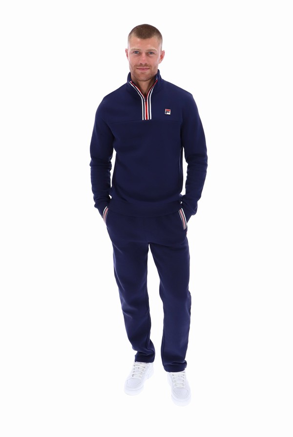 Navy Fila Weston Half Zip Men Sweatshirts | 3210CAKUM