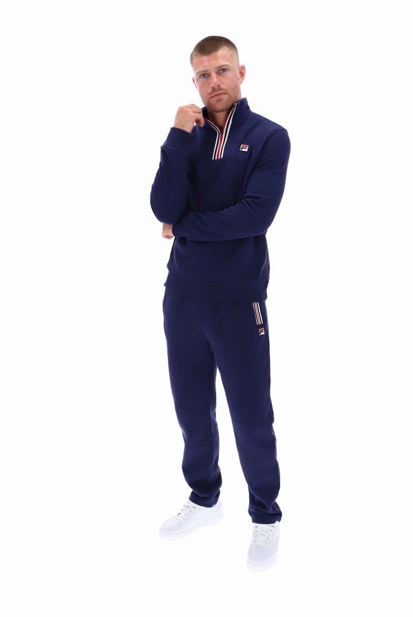 Navy Fila Weston Half Zip Men Sweatshirts | 3210CAKUM